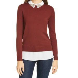 Ted Baker LIAYLO Sparkle collar mock layer sweater, Size 0